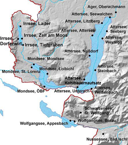 Landkarte des Großraumes Attersee